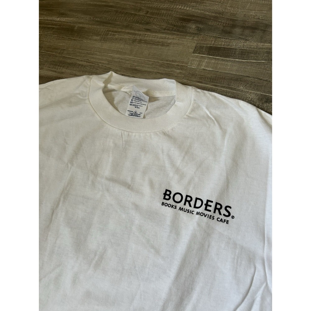 Vintage Borders Book Store Film Crew T Shirt Men's XL Music Movies Cafe
